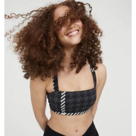 aerie Other - Aerie Offline Real Me Xtra Stretch Gray Houndstooth Racerback Sports Bra